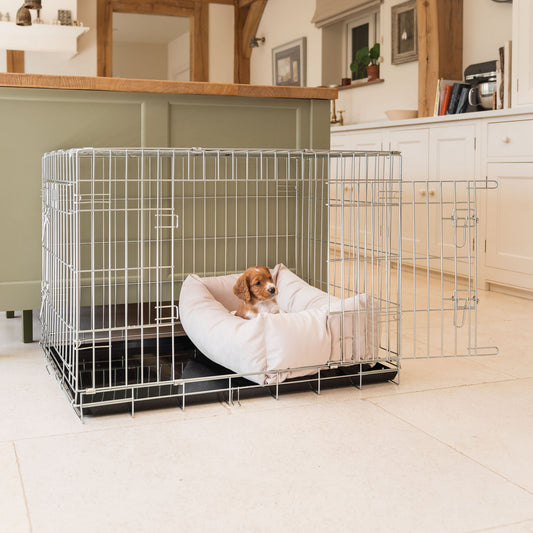 Dog Crate with Cosy & Calming Puppy Crate Bed in Oyster Velvet
