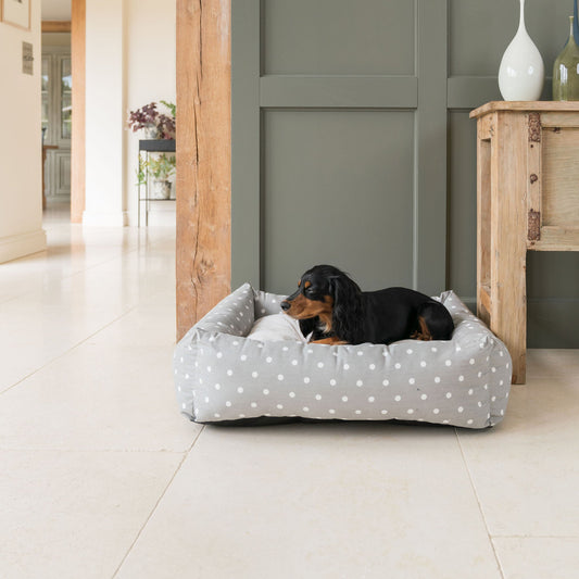 Box Bed With Removable Covers in Grey Spot