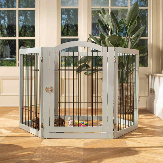 Grey Wooden Puppy Play Pen
