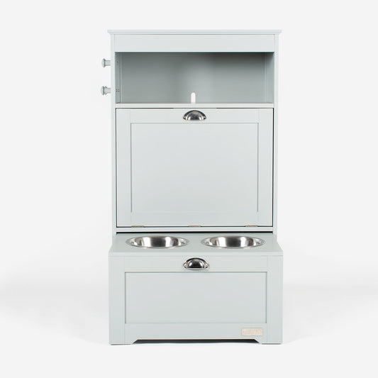 Wooden Pet Feeding Station in Grey