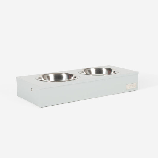 Wooden Wall Mounted Pet Feeder in Grey
