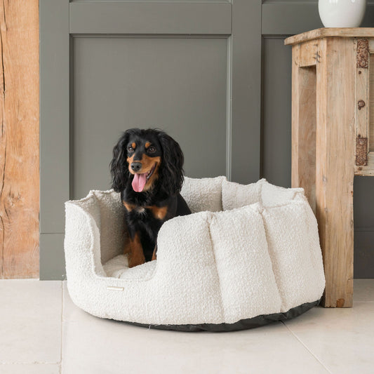 High Wall Bed With Removable Covers in Ivory Bouclé