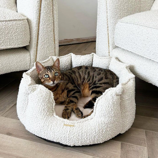 High Wall Bed For Cats With Removable Covers in Bouclé