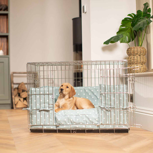 Dog Crate Bumper in Duck Egg Spot