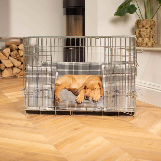 Dog Crate Bumper in Balmoral Dove Grey Tweed