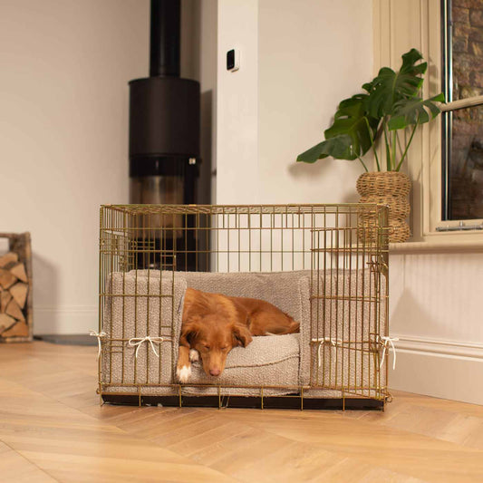 Dog Crate Bumper in Mink Bouclé