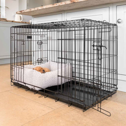 Cosy & Calming Puppy Crate Bed With Removable Covers in Mink Bouclé