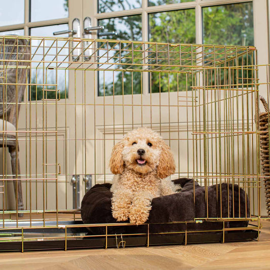 Cosy & Calming Puppy Crate Bed With Removable Covers in Calming Anti-Anxiety Dusk Faux Fur