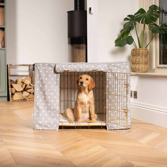 Dog Crate with Crate Cover in Grey Spot