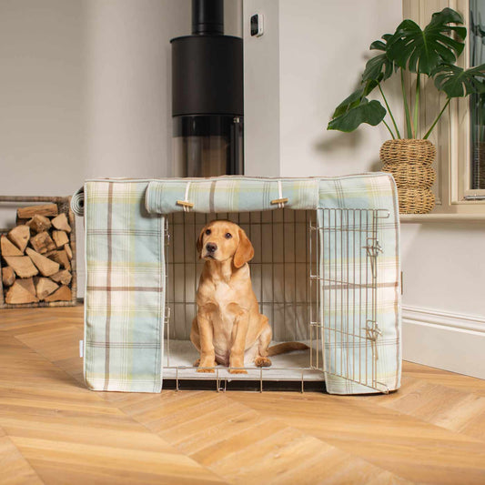 Dog Crate Cover in Balmoral Duck Egg Tweed