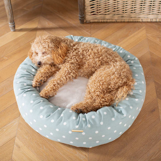 Donut Bed With Removable Covers in Duck Egg Spot
