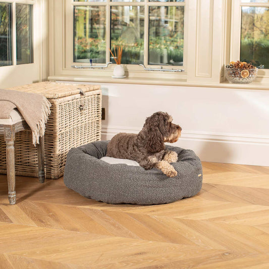 Donut Bed With Removable Covers in Granite Bouclé