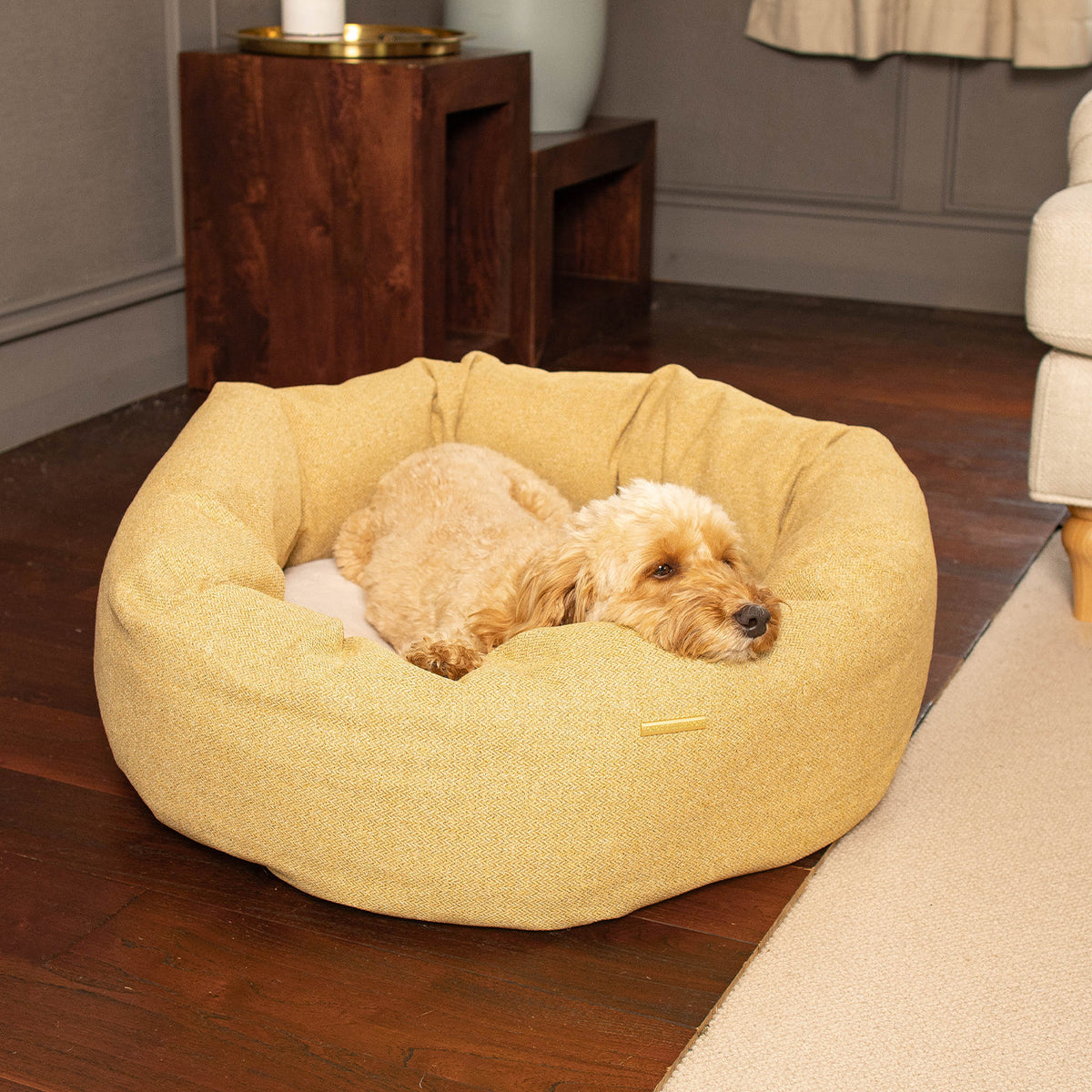 Donut Bed With Removable Covers in Honeysuckle Orkney Tweed