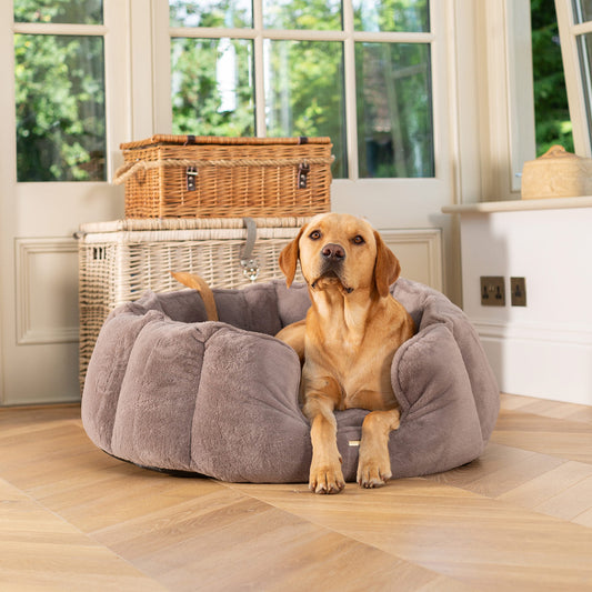 High Wall Bed With Removable Covers in Calming Anti-Anxiety Fawn Faux Fur
