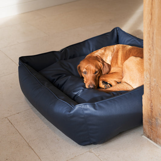 Box Bed With Removable Covers in Rhino Tough Pacific Faux Leather