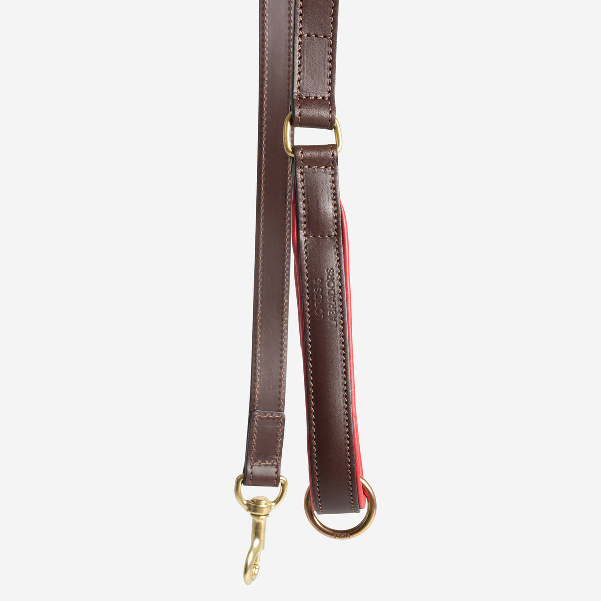Italian Padded Leather Dog Lead in Brown & Red, view 5