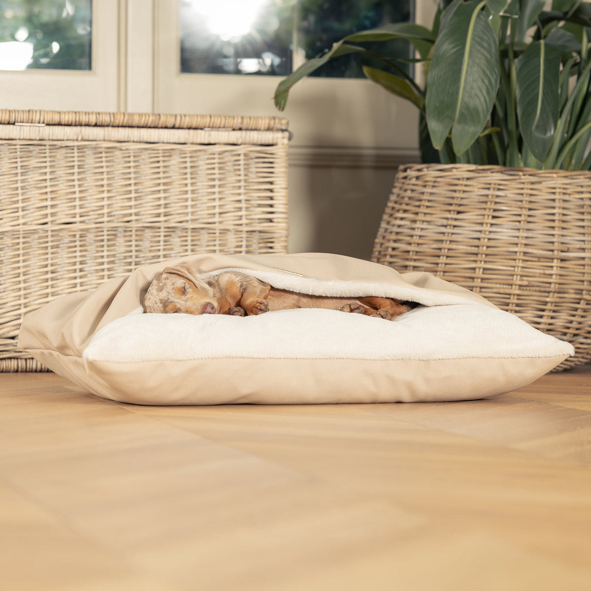 Sleepy Burrows Bed With Removable Cover in Sand Rhino Tough Faux Leather, view 9