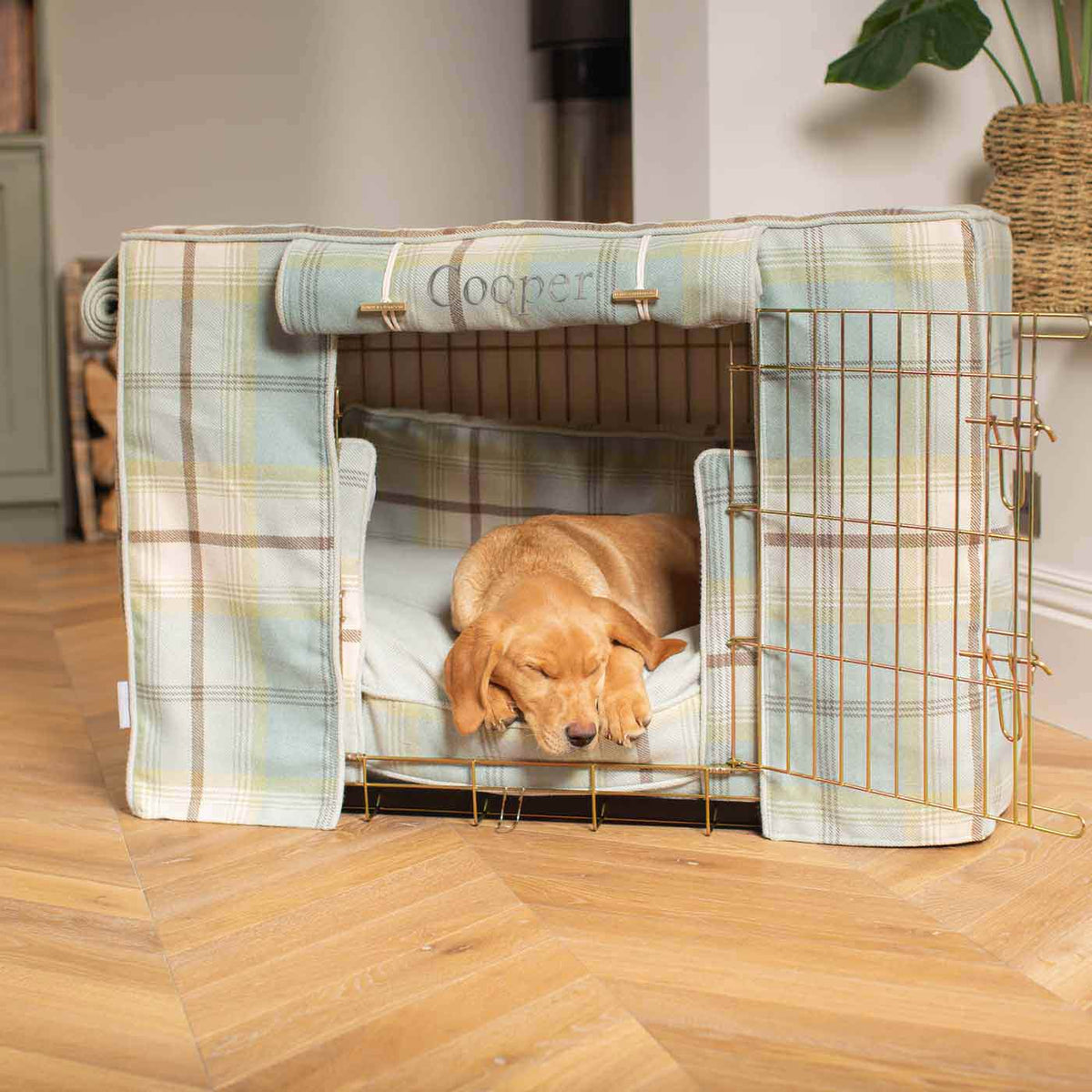 Dog Crate Set in Balmoral Duck Egg Tweed, view 18
