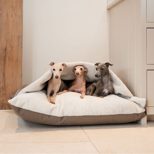 Sleepy Burrows Bed With Removable Cover in Camel Rhino Tough Faux Leather