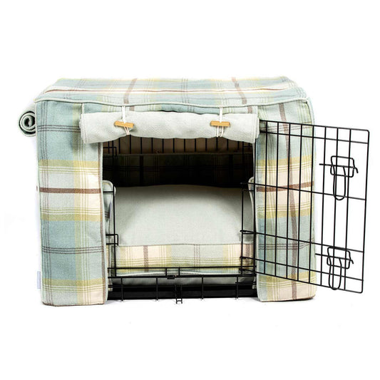 Dog Crate Set in Balmoral Duck Egg Tweed