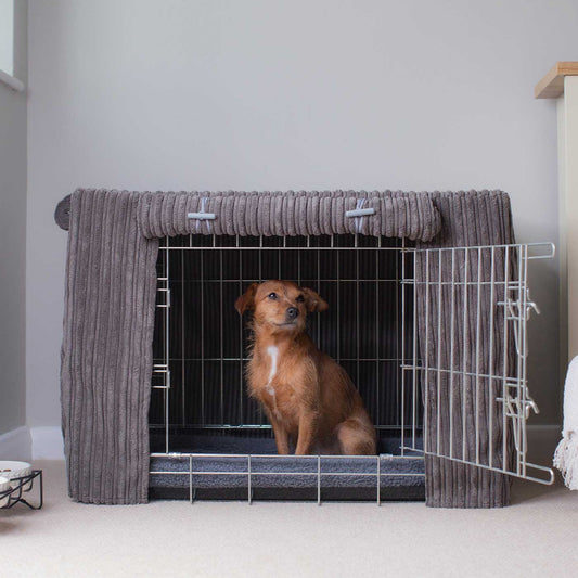 Dog Crate Cover in Dark Grey Essentials Plush