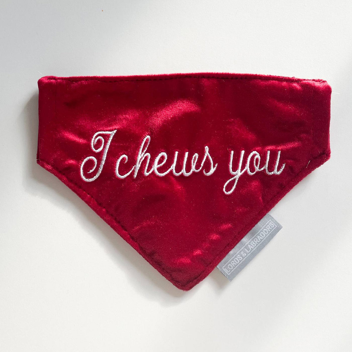 'I Chews You' Bandana in Cranberry Velvet, view 3
