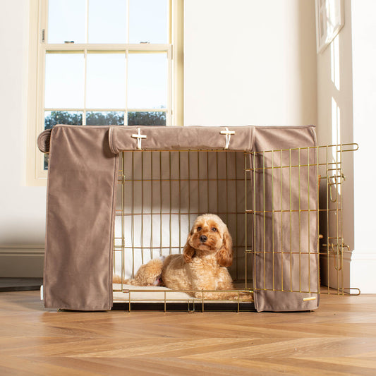 Dog Crate Cover In Clay Velvet