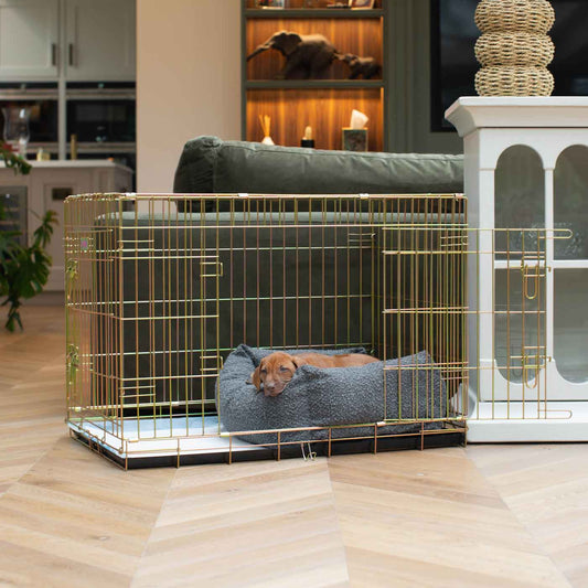 Dog Crate with Cosy & Calming Puppy Crate Bed in Granite Bouclé