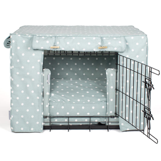 Dog Crate Set in Duck Egg Spot