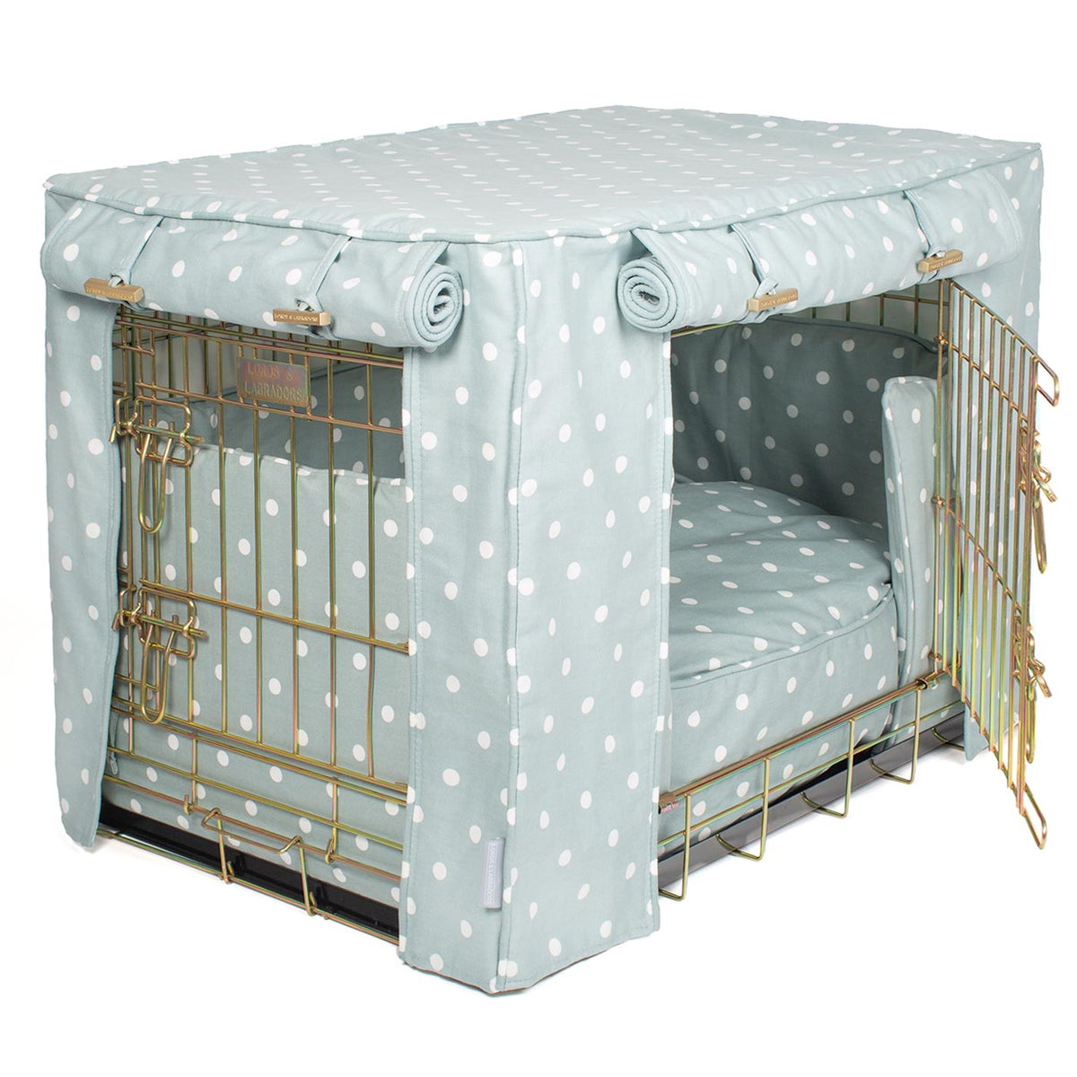 Dog Crate Set in Duck Egg Spot, view 18