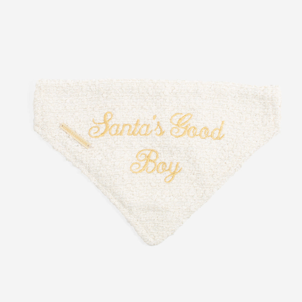 'Santa's Good Boy' Bandana in Ivory Bouclé