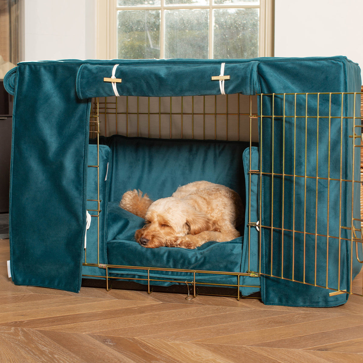 Dog Crate Set In Marine Velvet, view 2
