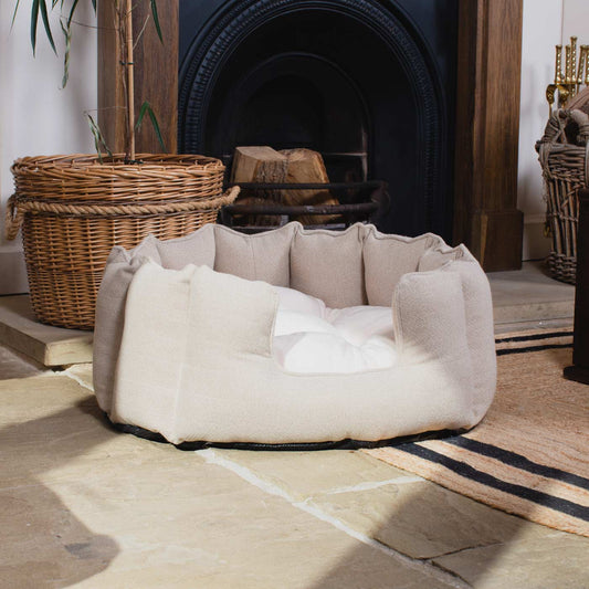 High Wall Bed For Cats With Removable Covers in Herringbone Tweed