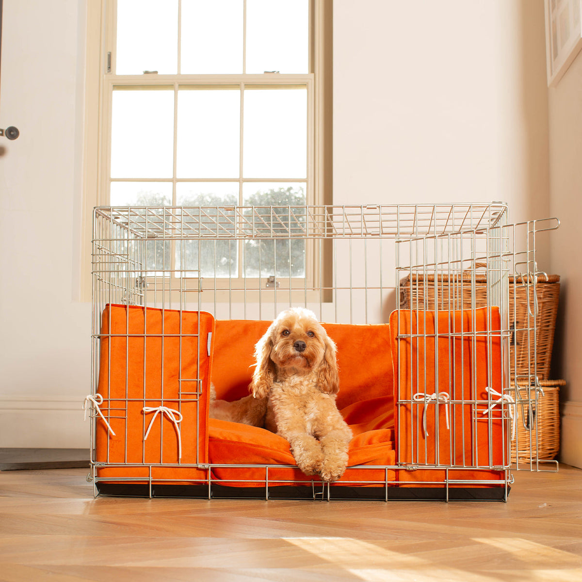 Dog Crate Bumper in Pumpkin Velvet, view 5