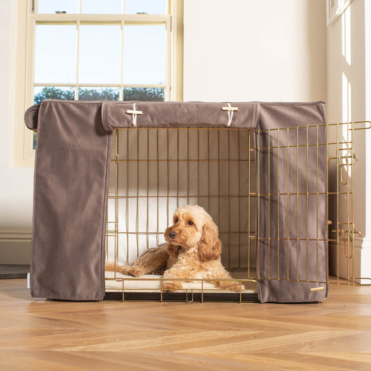 Dog Crate Cover In Silt Velvet
