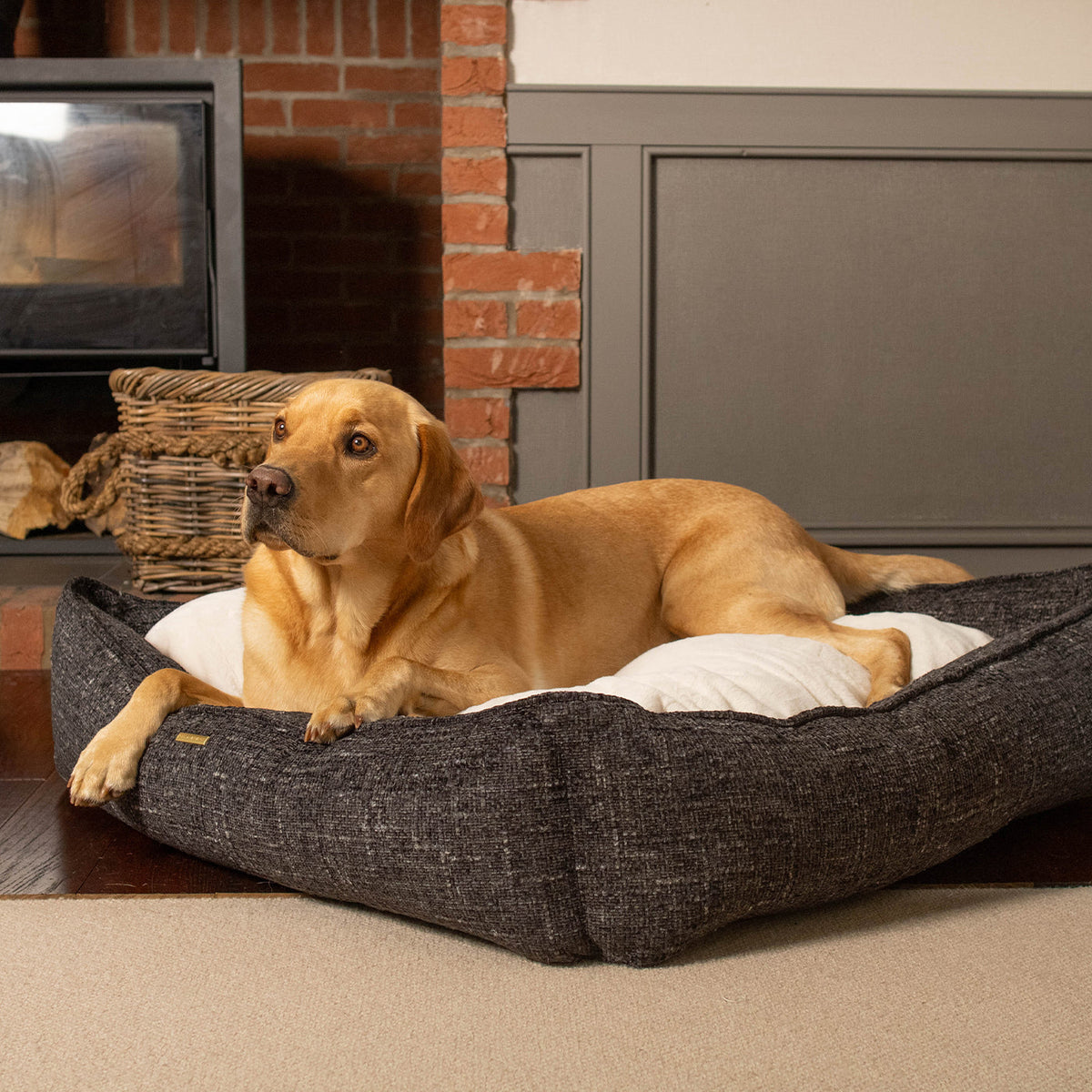 Box Bed With Removable Cover in Obsidian Minerals