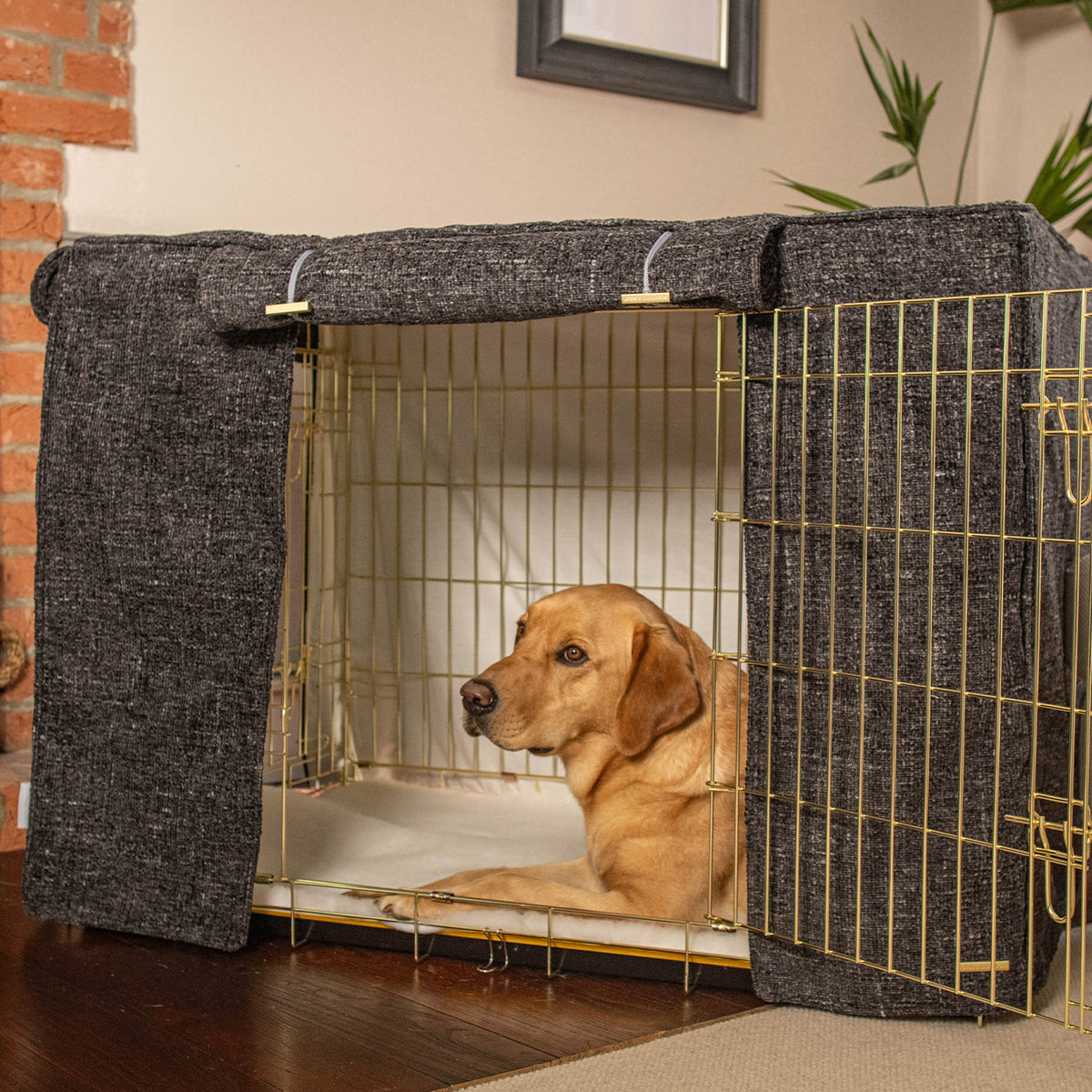Dog Crate with Crate Cover in Obsidian Minerals, view 3