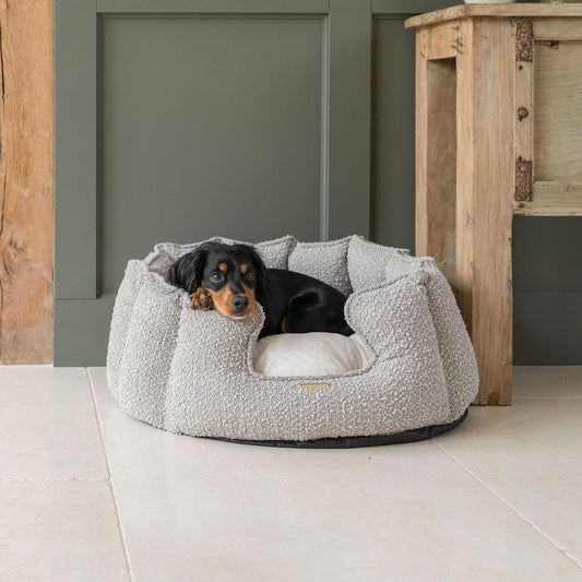 High Wall Bed With Removable Covers in Mink Bouclé