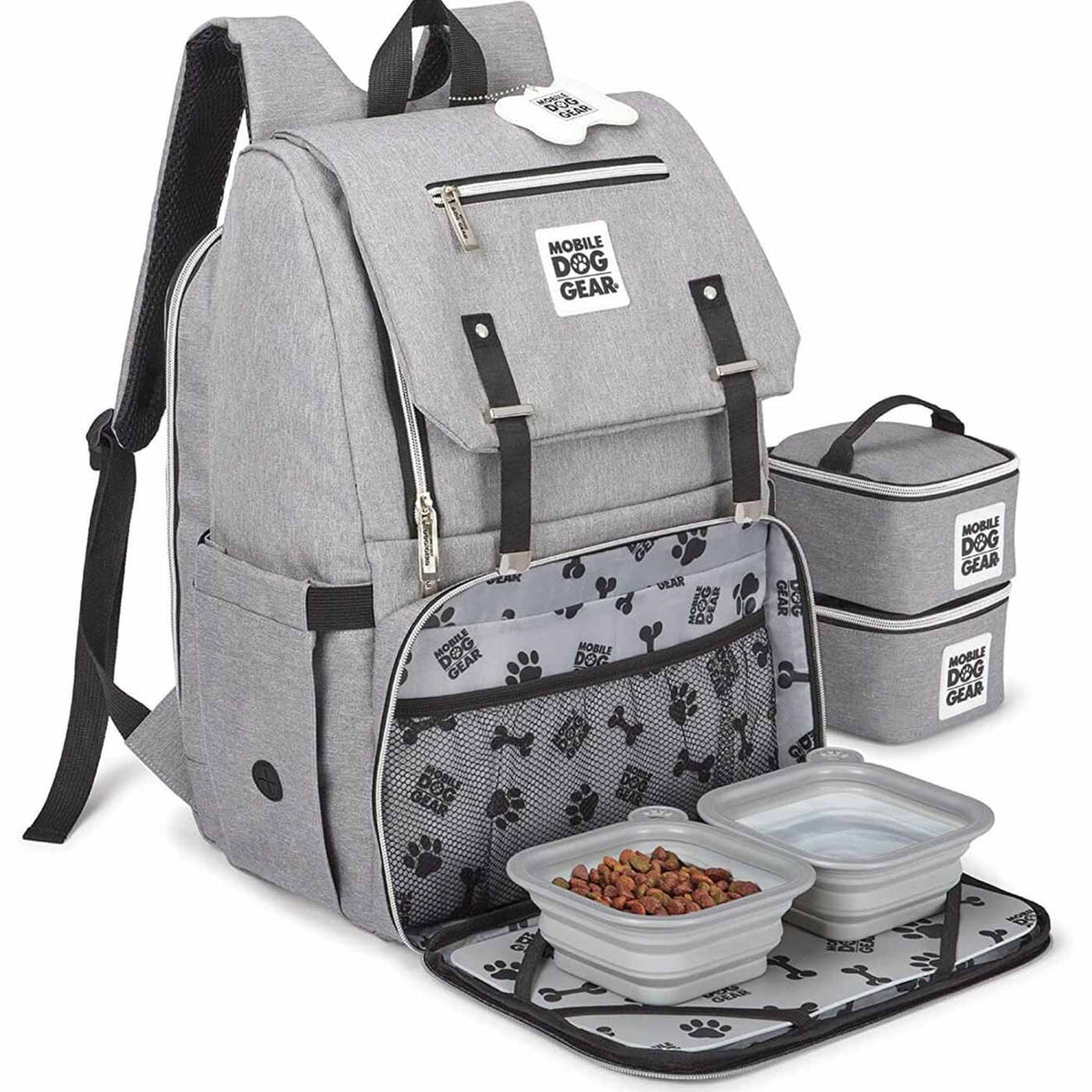 Mobile Dog Gear Grey One Flap Week Away BackPack, view 4