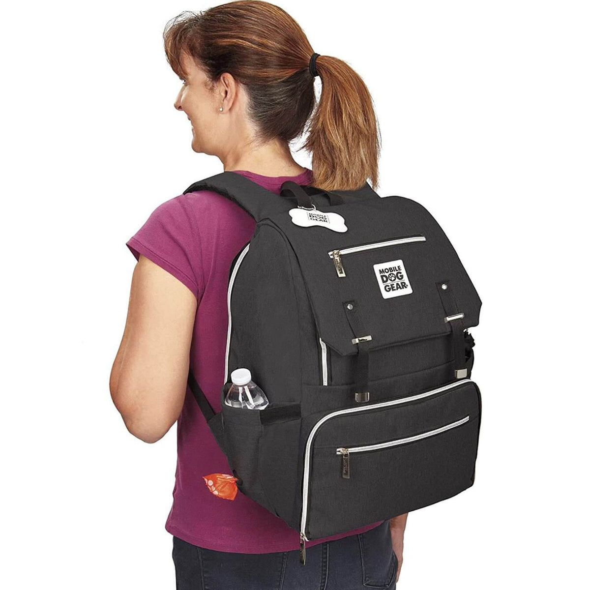 Mobile Dog Gear Black One Flap Week Away BackPack, view 4