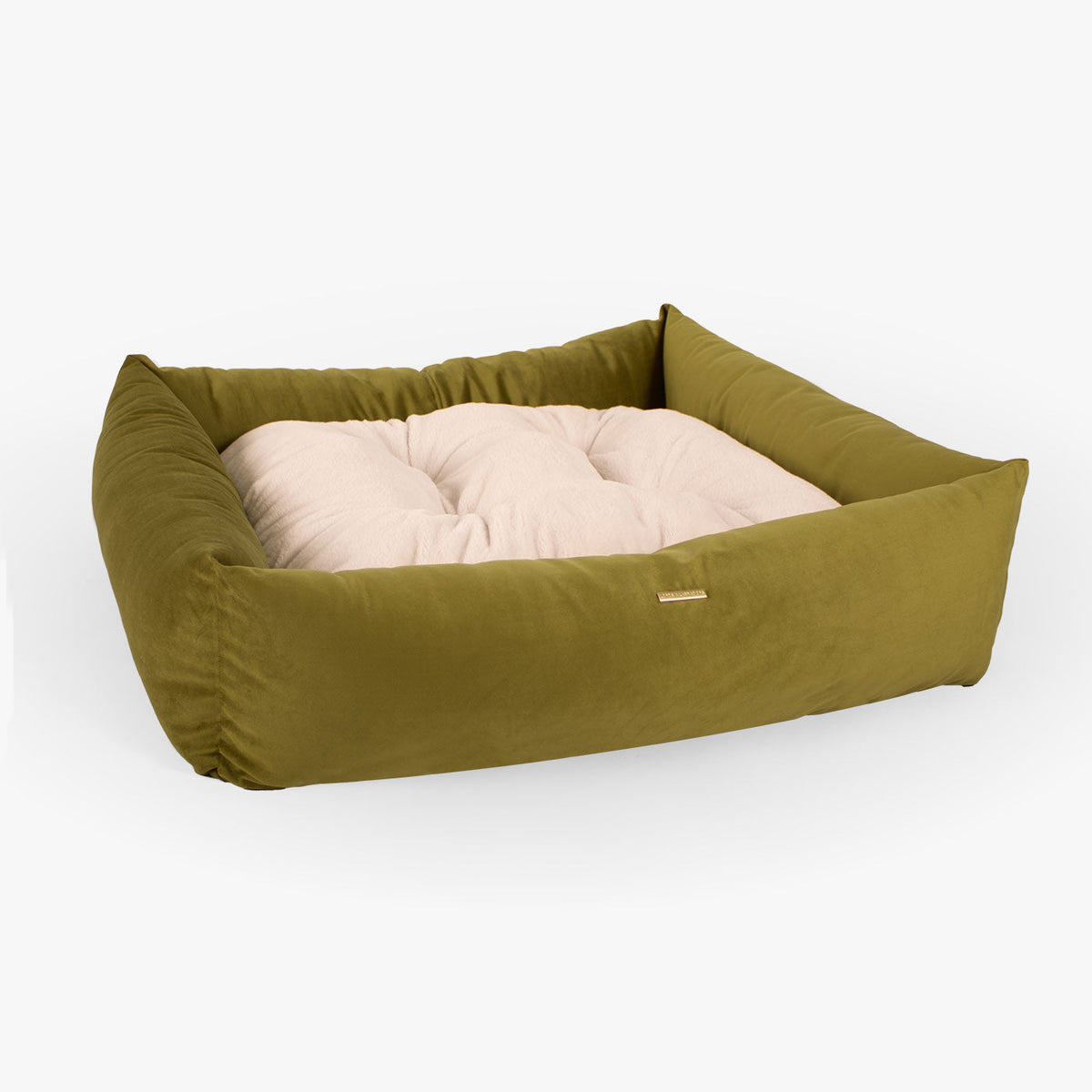 Box Bed With Removable Covers In Olive Velvet, view 7