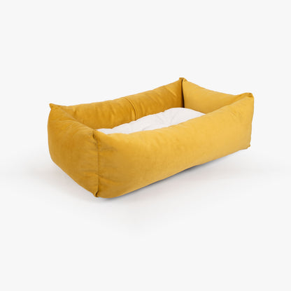 Cosy & Calming Puppy Crate Bed With Removable Covers In Saffron Velvet, view 6