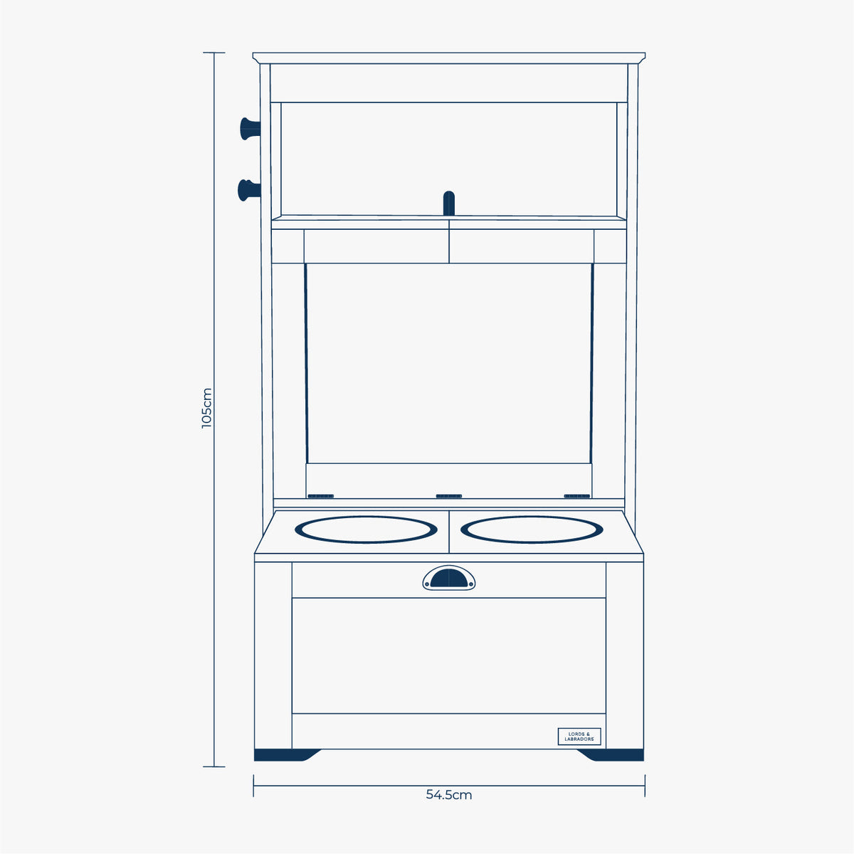 Wooden Pet Feeding Station in White, view 2