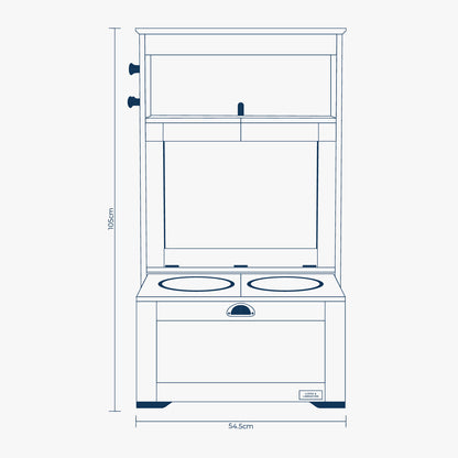 Wooden Pet Feeding Station in White, view 2
