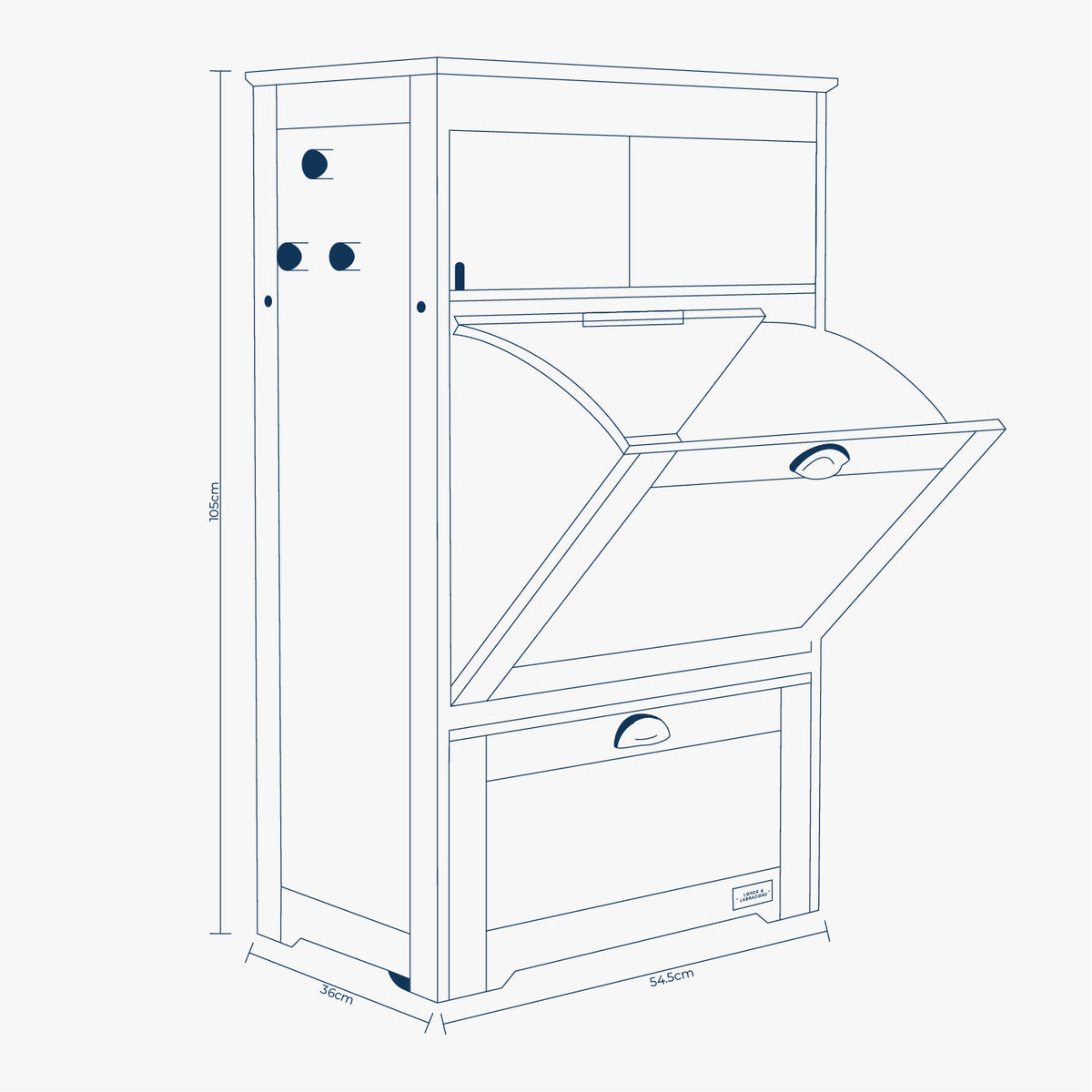 Wooden Pet Feeding Station in White, view 3