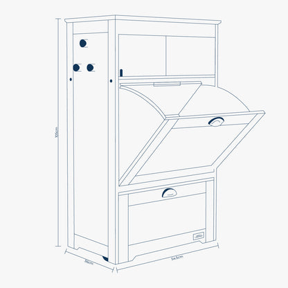 Wooden Pet Feeding Station in White, view 3