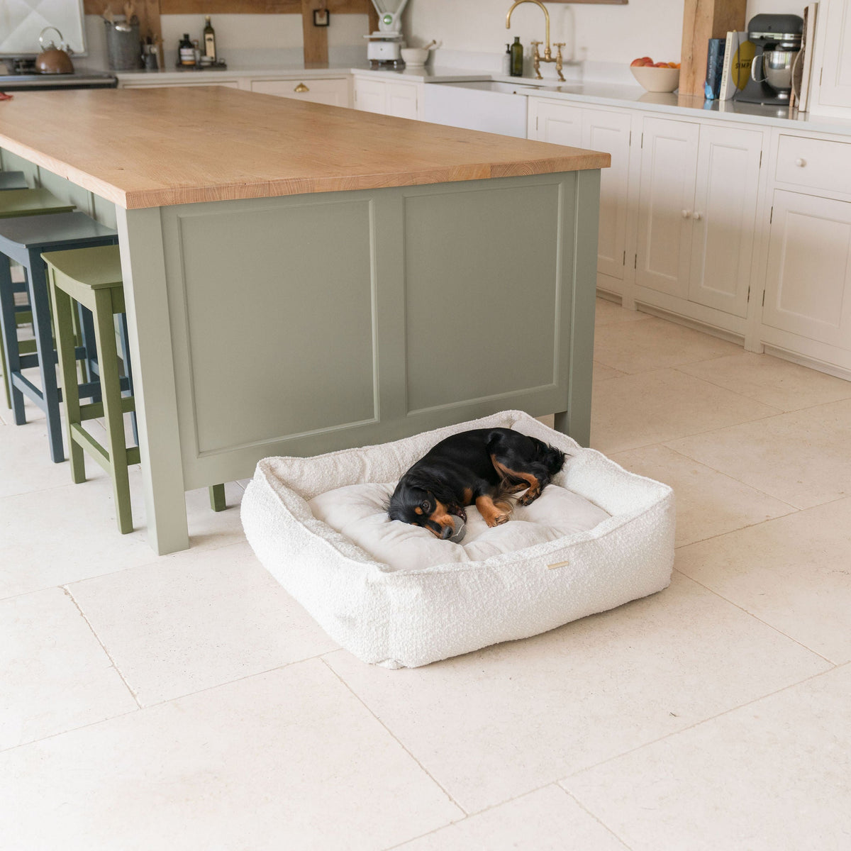 Box Bed With Removable Covers in Ivory Bouclé, view 5