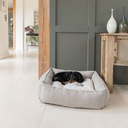 Box Bed With Removable Covers in Mink Bouclé, view 4