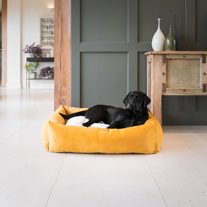 Box Bed With Removable Covers In Saffron Velvet