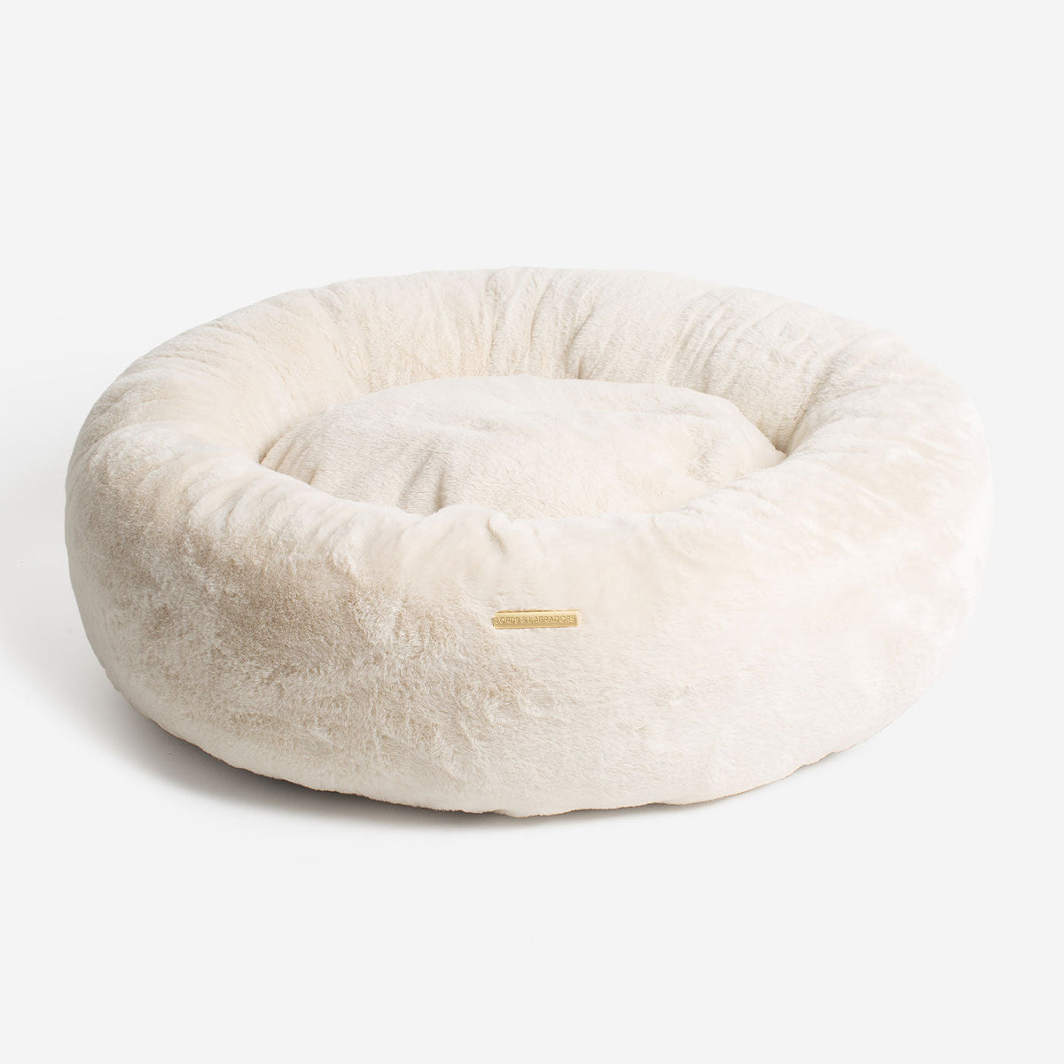 Calming Anti-Anxiety Donut Bed With Removable Covers in Cream Faux Fur, view 5